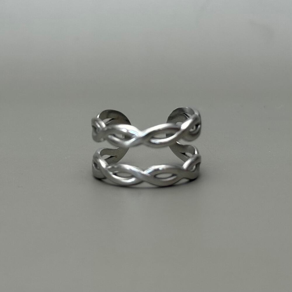 Y2K Silver Coil Wrap Ring Adjustable Unisex 2000s Jewelry Vintage Style